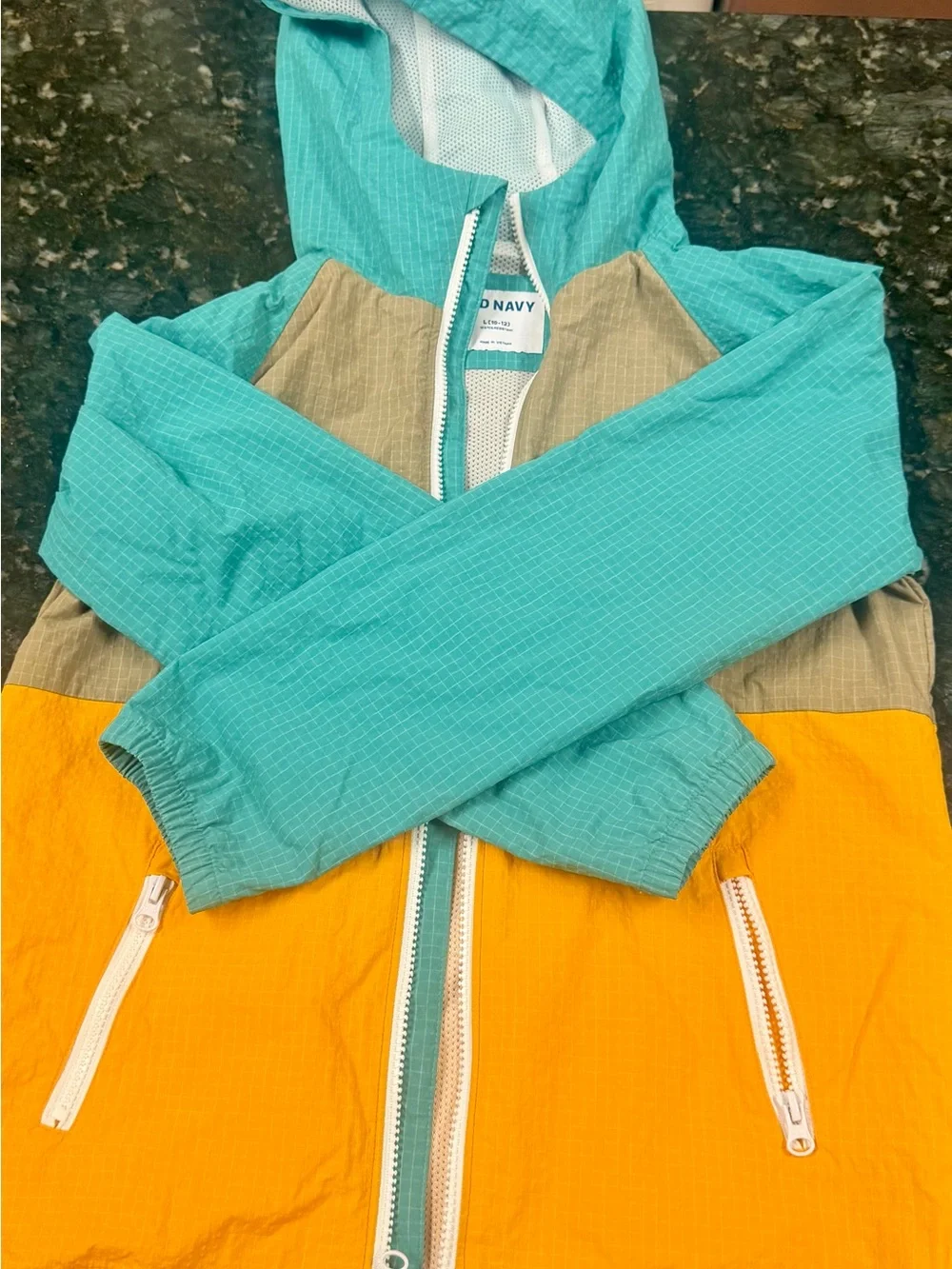Old Navy Teal, Orange & Tan Kids Rashguard Swim Set